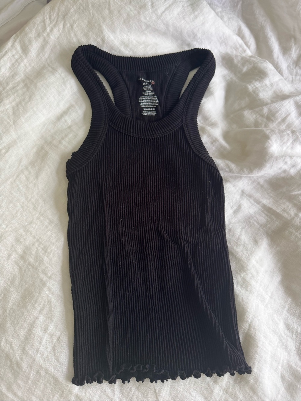 Free People Black Ribbed Racerback Tank